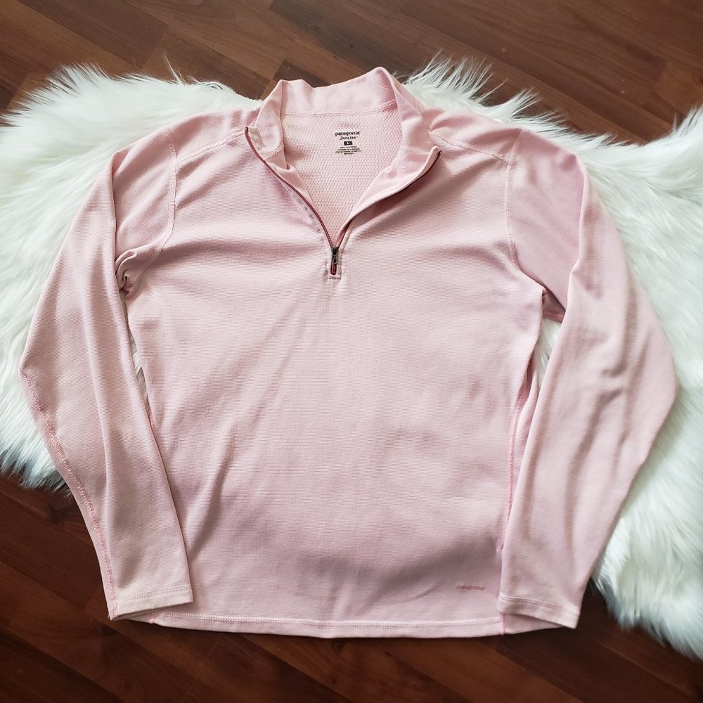 Patagonia Capilene Light Pink Base Layer Quarter Zip Top - Size Large